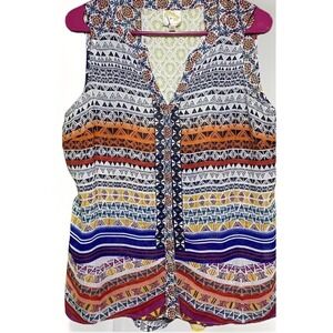 fig and flower Sleeveless Lace Top Women PL‎ Colorful Button Down-Shirt Boho